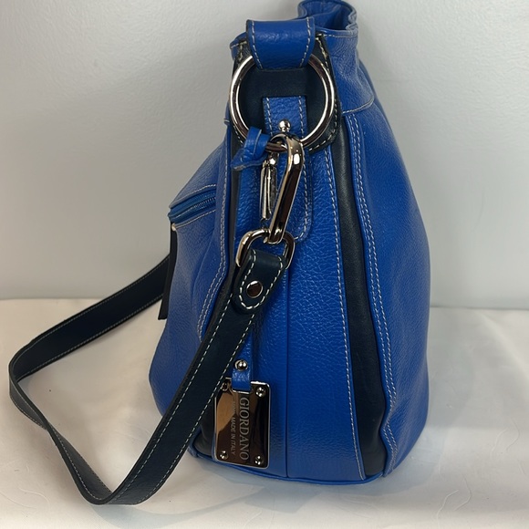 Giordano Blue and Black Leather Shoulder Bag Purse - Picture 7 of 17